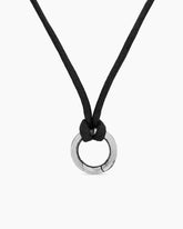 Circle Amulet Necklace in Sterling Silver and Black Wax Cord, 1.7mm